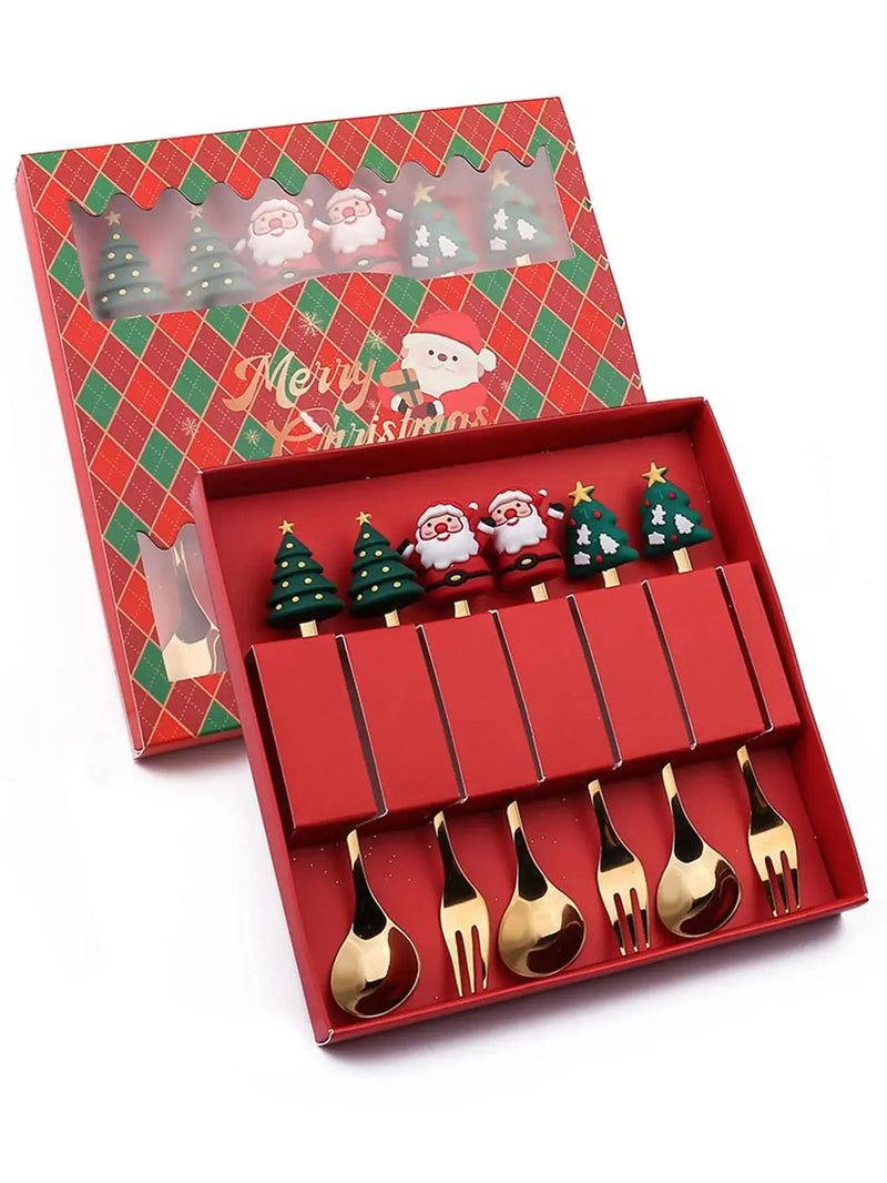 Kit de Talheres de sobremesa Natalino Presente de natal - 45% OFF